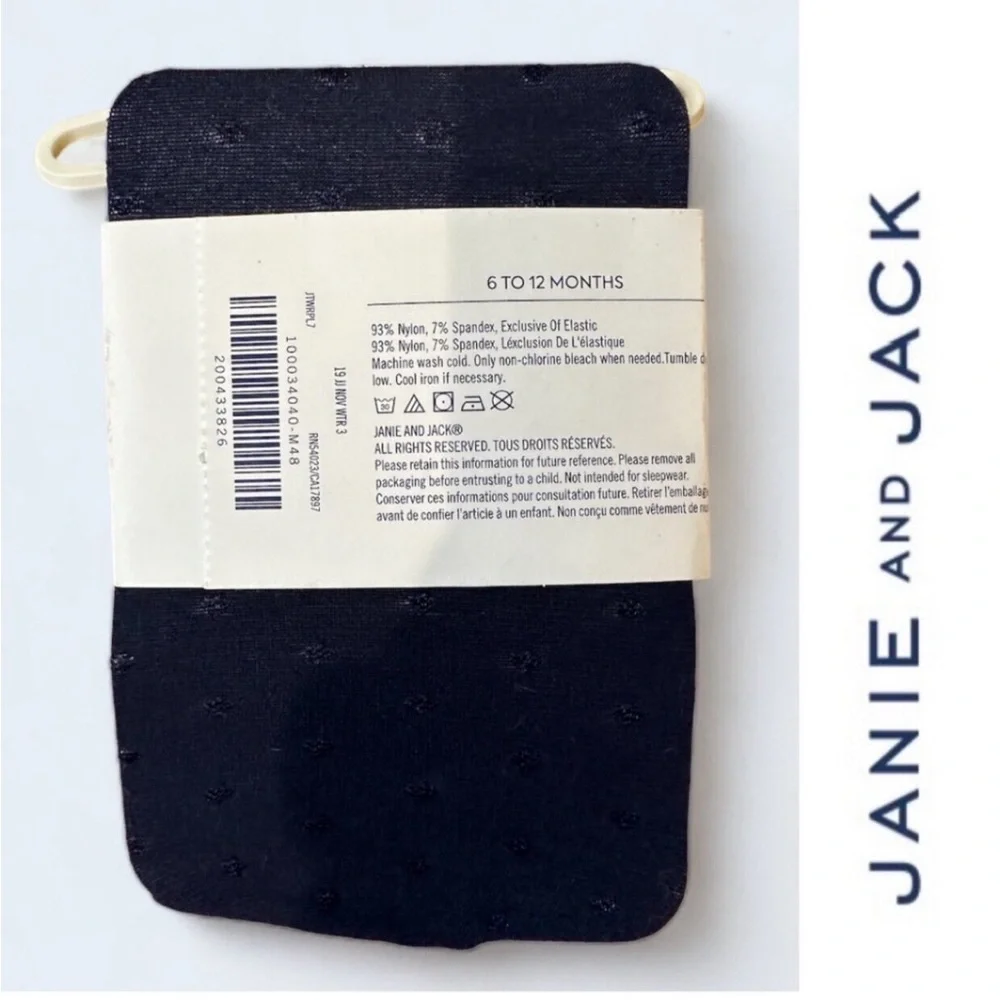 NWT Janie & Jack Navy Polka Dot Tights,‎ Size 6-12 M, MSRP $18.50